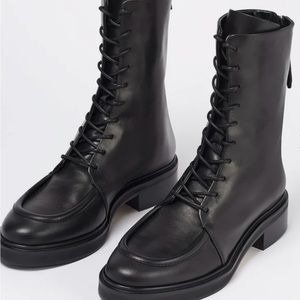 Aeyde Max German-mocassin-inspired lace-up ankle boot.